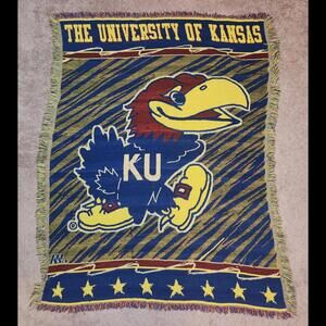 KU Jayhawks Tapestry Blanket Woven Tapestry Blanket
